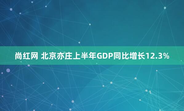 尚红网 北京亦庄上半年GDP同比增长12.3%